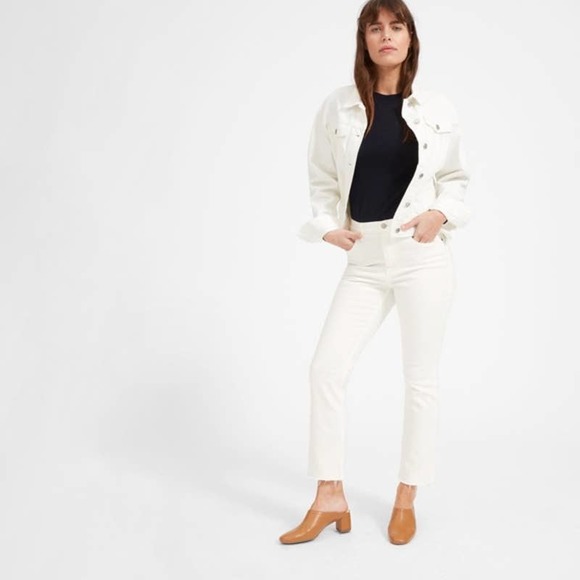 Everlane Denim - Everlane Crop Kick Flare Raw Hem Jeans White 27